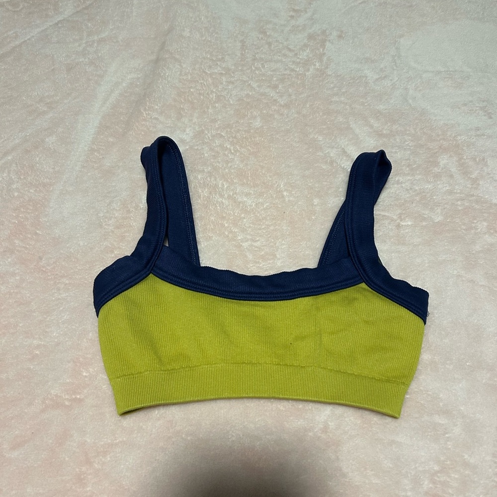 Urban Outfitters blue and yellow Sports Bra